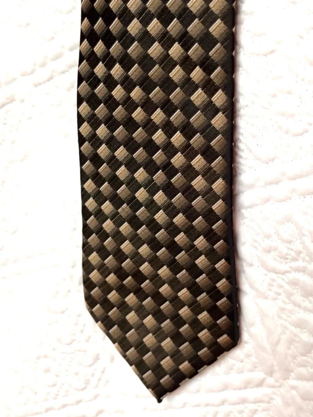 Stafford Men's Woven Check Tie in Brown and Black